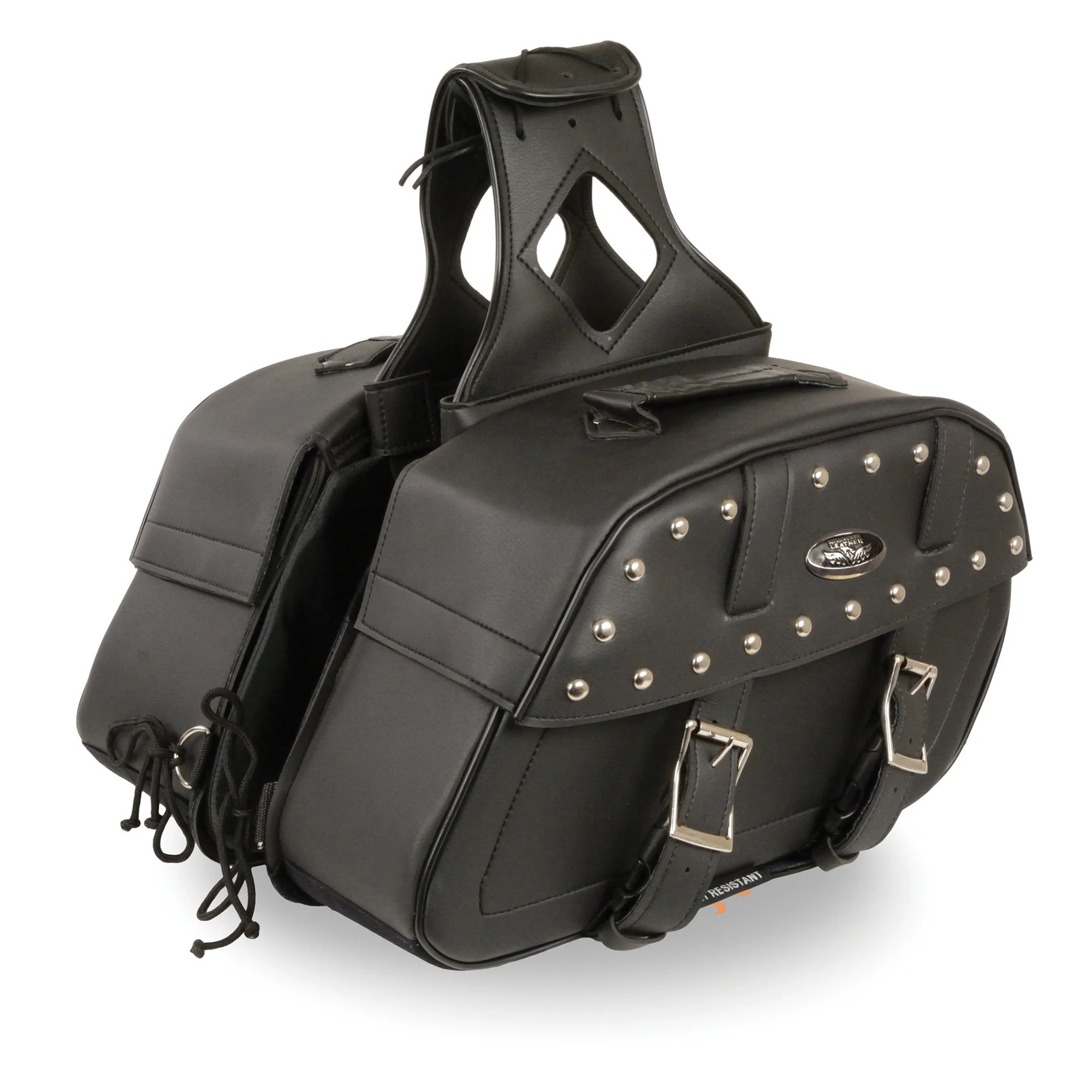 Fine Milwaukee Leather SH61101ZB Black Zip-Off PVC Studded Throw Over Rounded Saddlebags Consistent