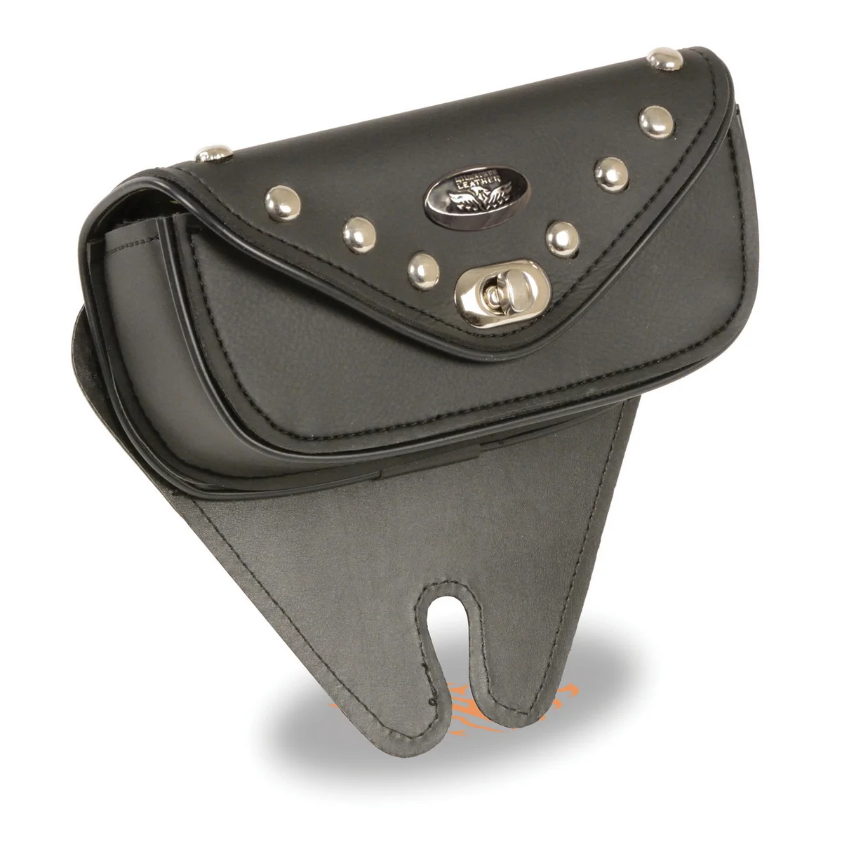 Sustainable Milwaukee Leather Performance SH67103 Black Small Single Pocket Studded Windshield Mount Bag with Turn Clasp Genuine