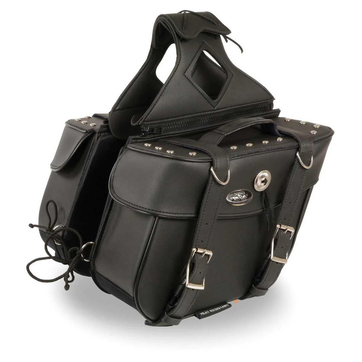 Effective Milwaukee Leather SH629ZB Black Zip-Off PVC Motorcycle Throw Over Saddlebags with Rivets Specialty