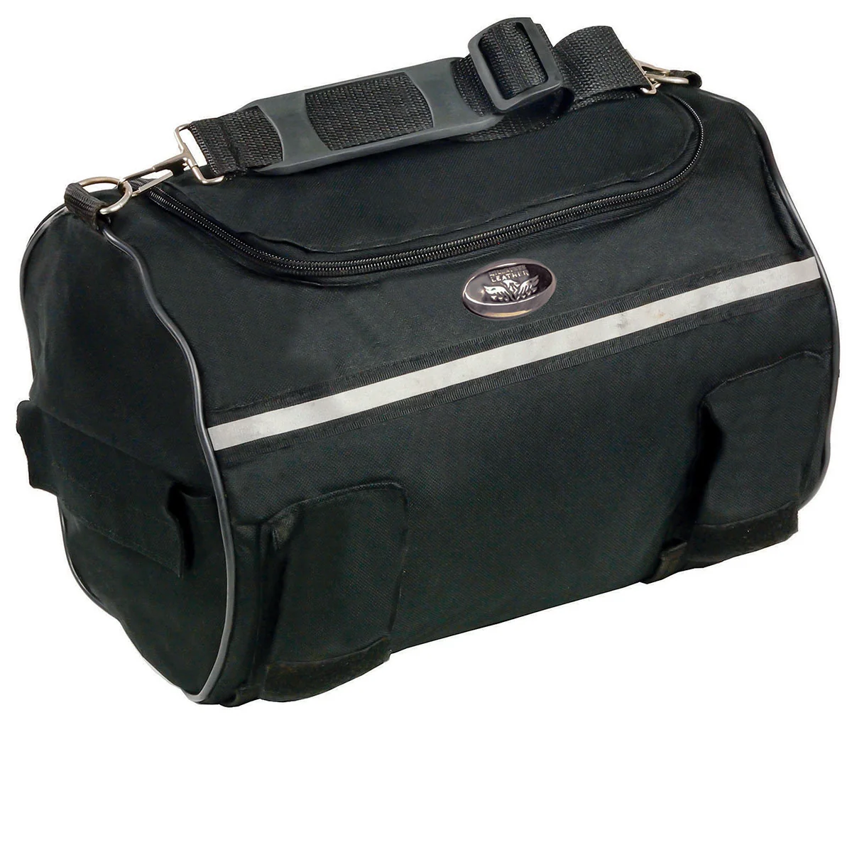 Breathable Milwaukee Leather SH608 Medium Black Textile Motorcycle Roll Bag with Reflective Material High-Performance
