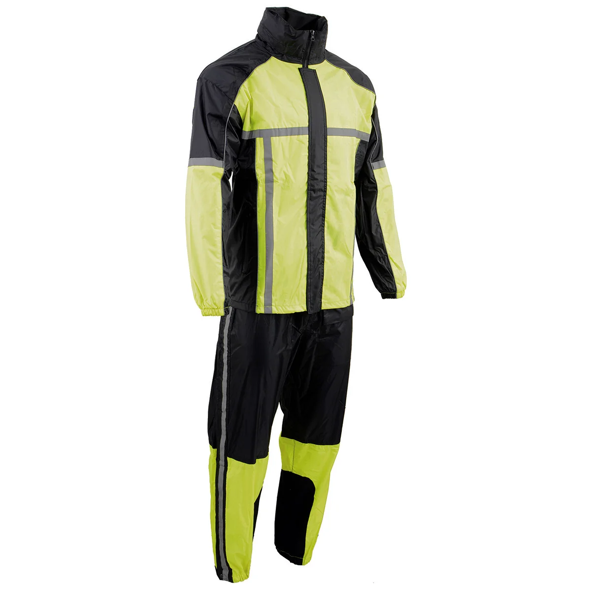 Prestigious Milwaukee Leather MPM9510 Men’s Black and Neon Green Motorcycle Water Resistant Rain Suit w Hi-Vis Reflective Tape High-Quality