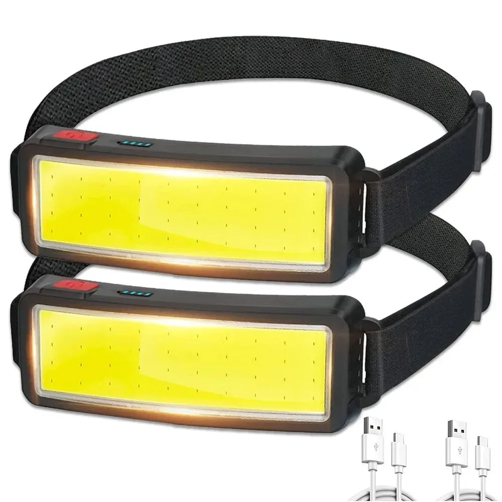High-Quality COB LED USB Rechargeable Headlamp – 800 Lumen 3 Modes IPX4 Waterproof Head Torch for Hiking Camping Night Runs Fashionable