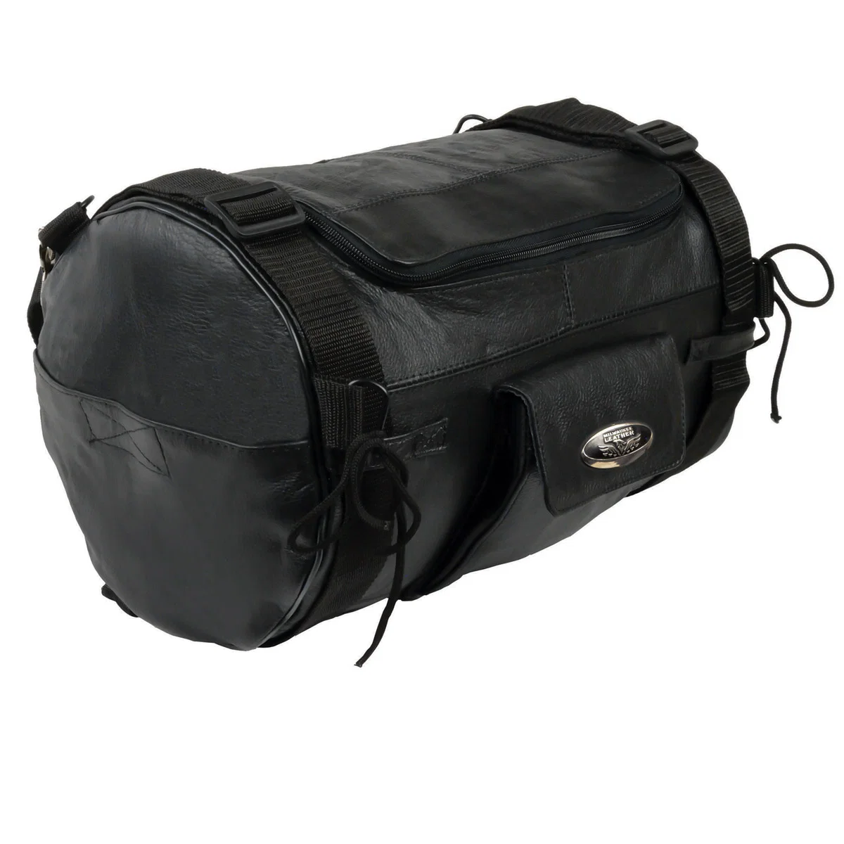 Stylish Milwaukee Leather SH535 Small Motorcycle Leather Roll Bag Mounts to Sissy Bar Easily Consistent