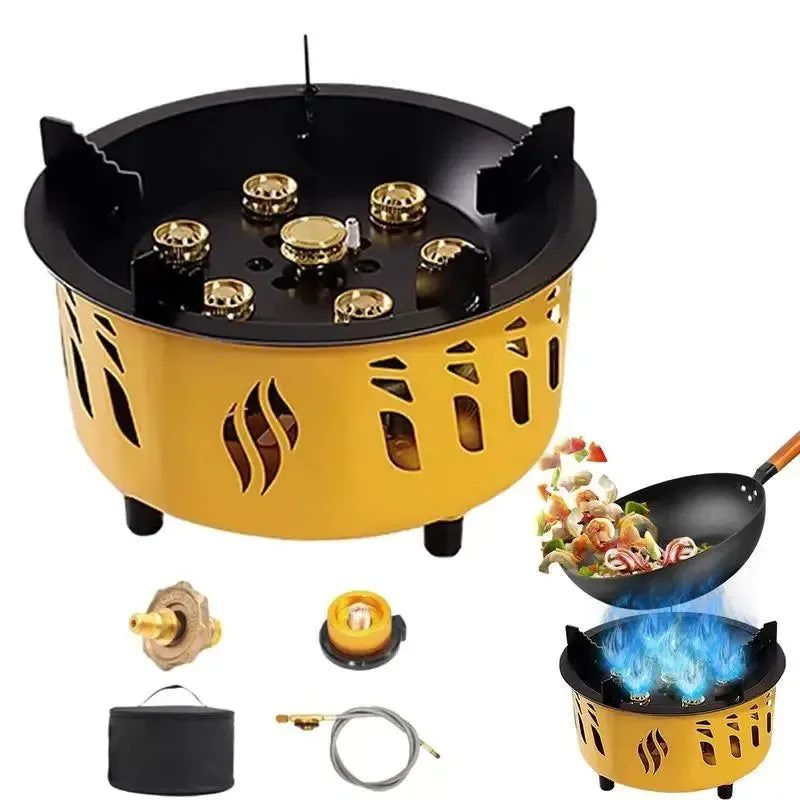 Efficient 20000W Portable Camping Stove Burner – Strong Fire Folding Hiking Picnic BBQ Cooking Equipment Convenient