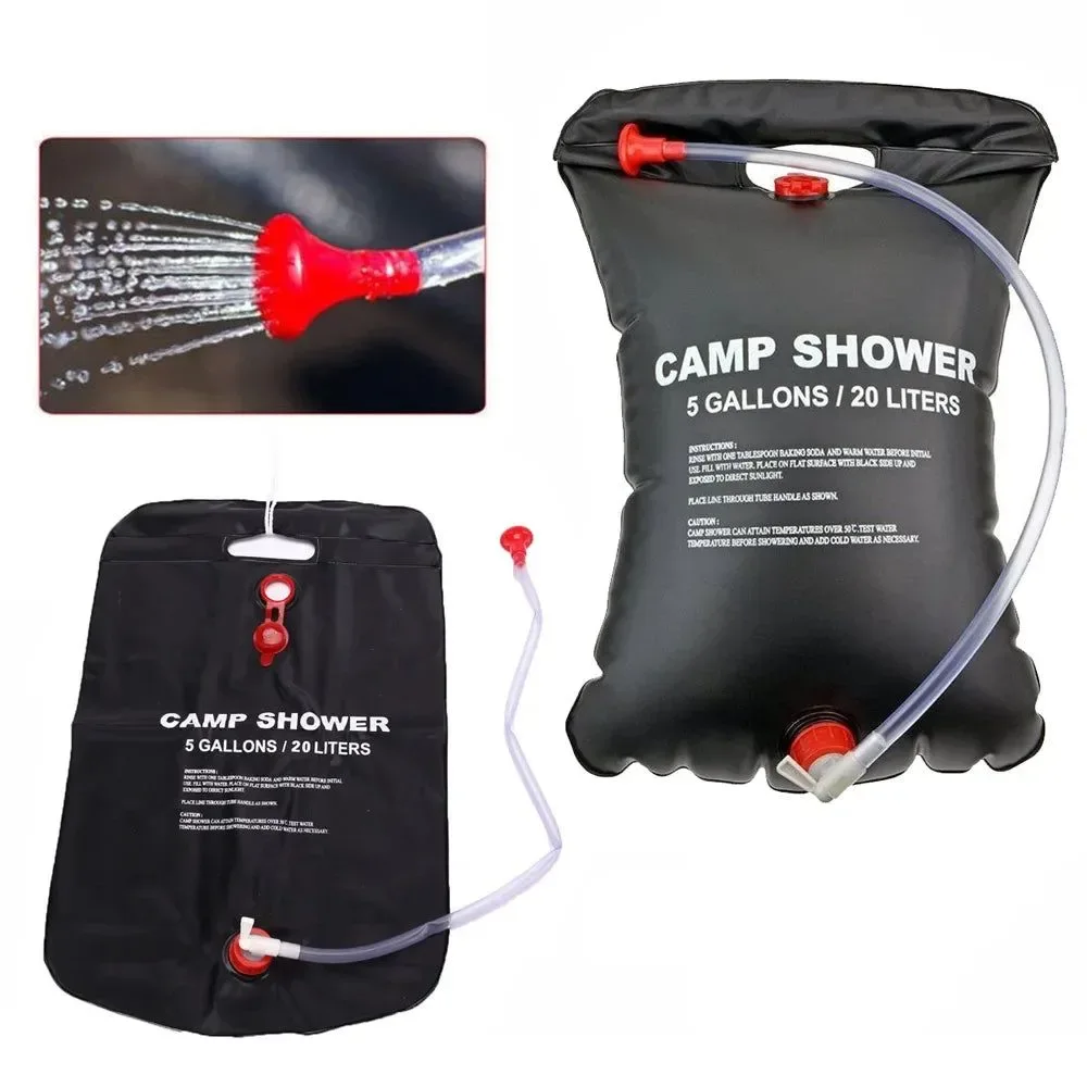 Convenient 20L Portable Camping Shower Bag – Solar Heated Outdoor Travel Hiking BBQ Cycling Beach Swimming Bathing Water Bag Casual