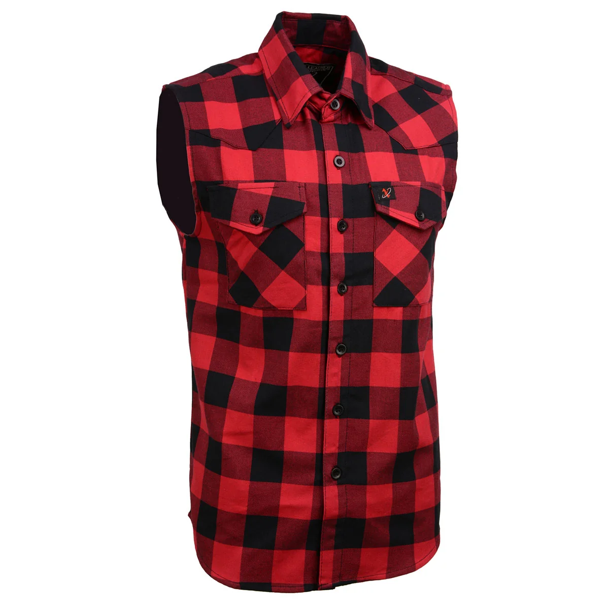 Reliable Milwaukee Leather MPM1649 Men s Classic Black and Red Button-Down Flannel Cut Off Sleeveless Casual Shirt Premium Material