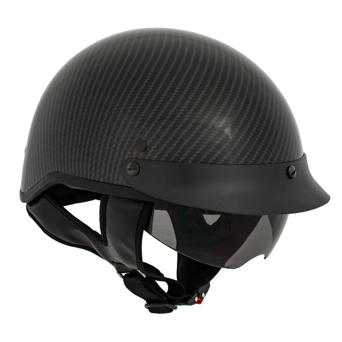 Smooth Milwaukee Helmets MPH9723DOT Carbon Like Black Half Helmet with Drop Down Sun Visor Responsible