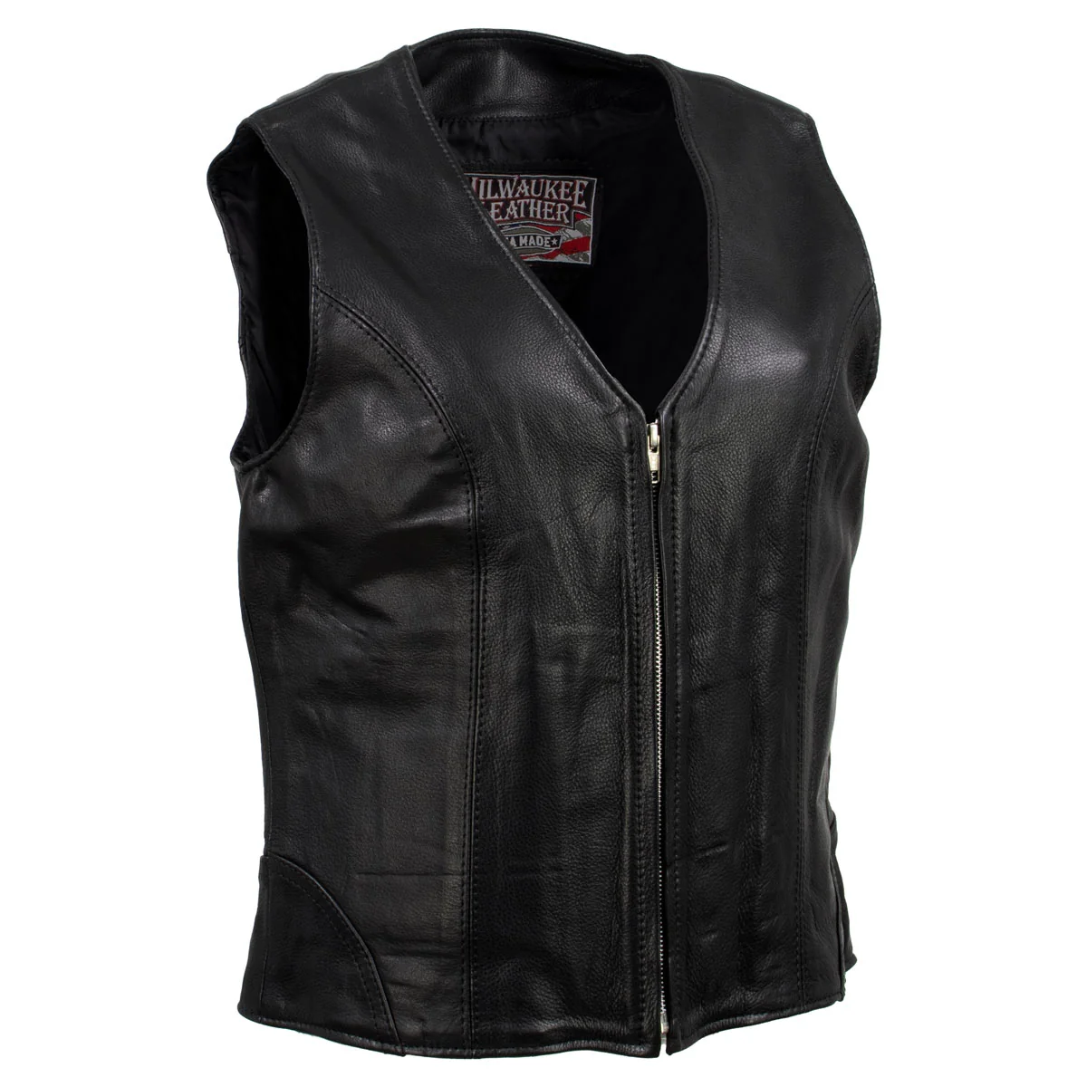 Original Milwaukee Leather USA MADE MLL5003 Women’s Black Speed Queen Motorcycle Leather Vest with Front Zipper Top-Quality