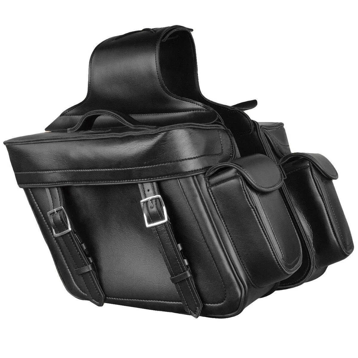 Minimalist Milwaukee Leather MP8315 Black Zip Off PVC Throw Over Saddlebags with Bonus Side Pockets Selected