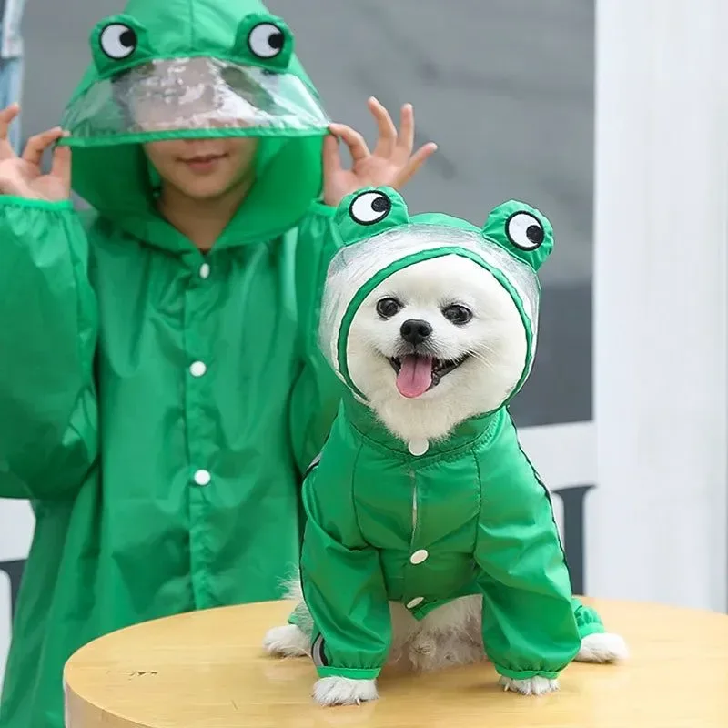 Expertly Made Pet Dog Raincoat – Fashion Dinosaur Frog Style Waterproof Jumpsuit for Dogs Sustainable