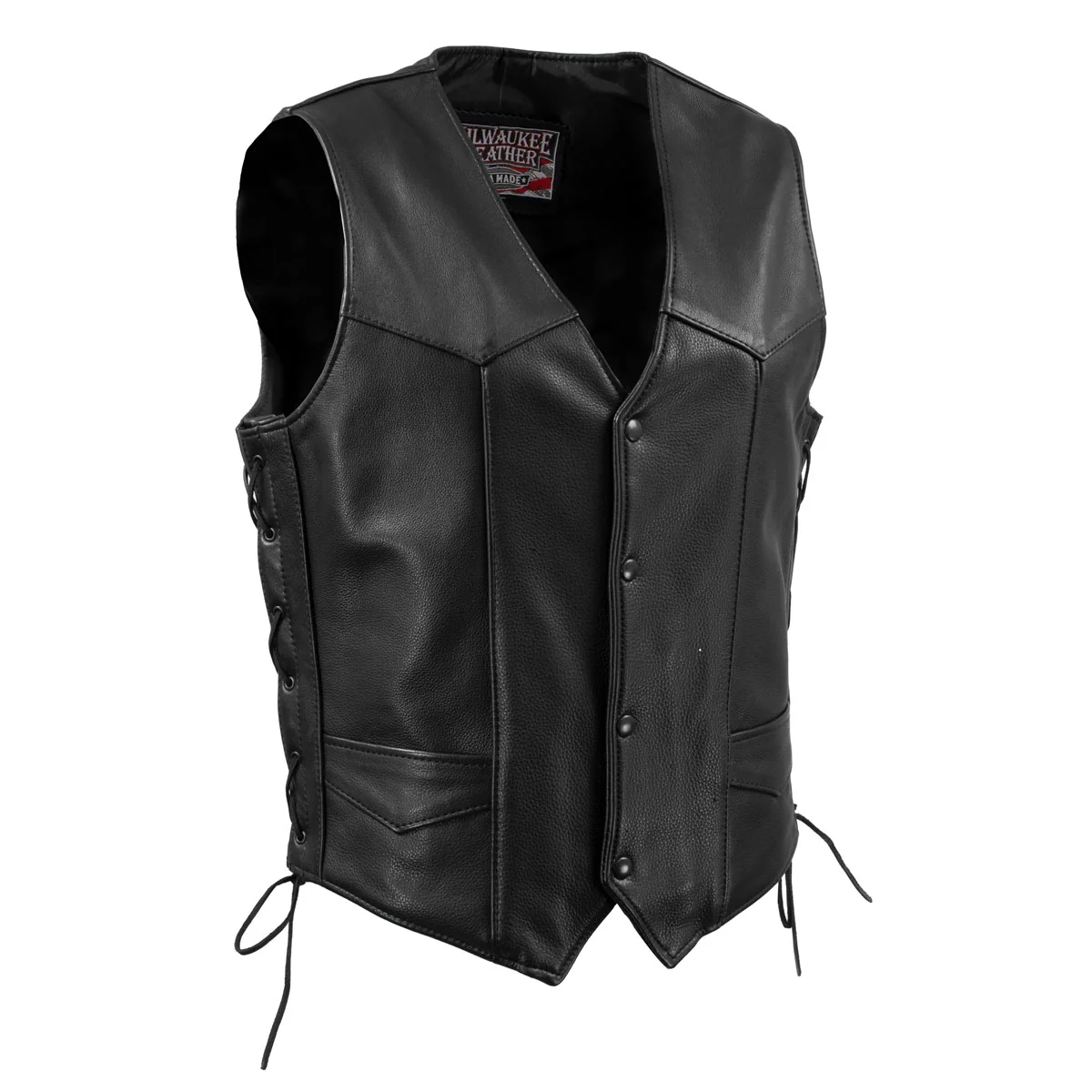 Superior Milwaukee Leather USA MADE MLM5008 Men’s Black Buster Side Lace Premium Motorcycle Leather Vest Stylish
