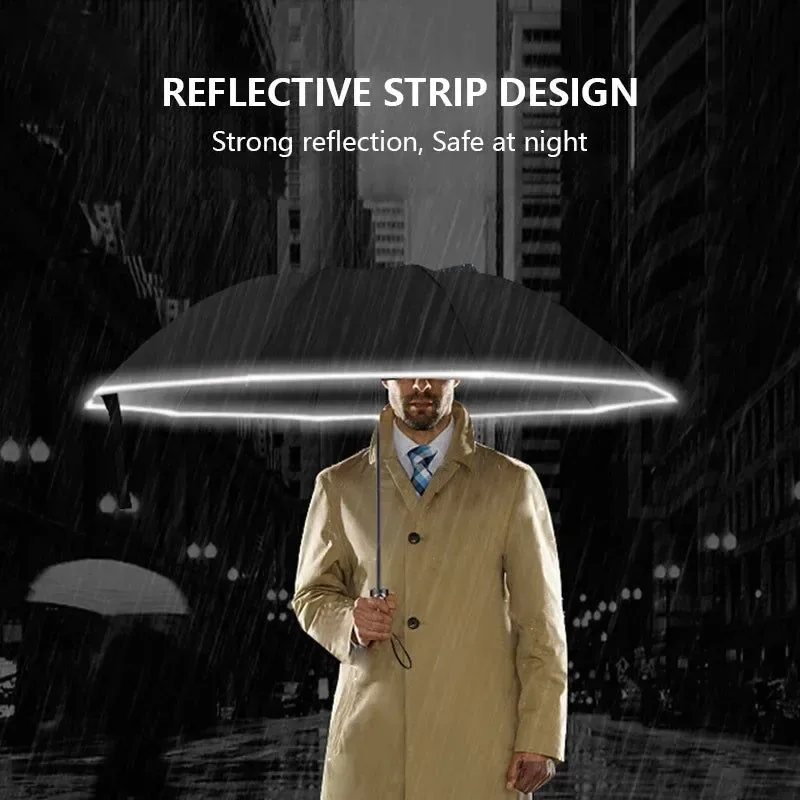 Selected Reflective Strip Reverse Folding Umbrella – Fully Automatic Windproof UV Protective 3 Colors High-Grade