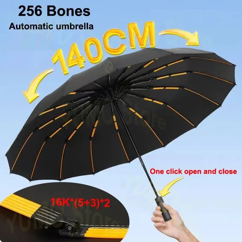 Casual 256 Bones Super Windproof Umbrella – All-Weather Large Automatic Business Umbrella UV Protection 5 Colors Original