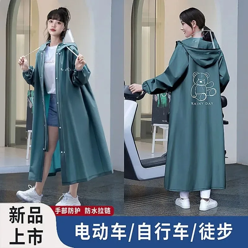 Fashionable Women’s Portable Poncho Raincoat – Thickened Non-Disposable One-Piece for Electric Vehicles Recyclable