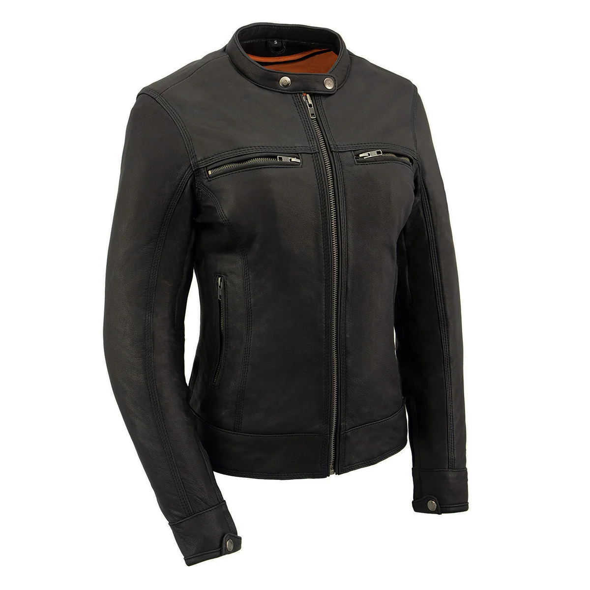 Enhanced Milwaukee Leather MLL2551 Women’s Scooter Black Leather Vented Lightweight Triple Stitch Motorcycle Jacket Excellent
