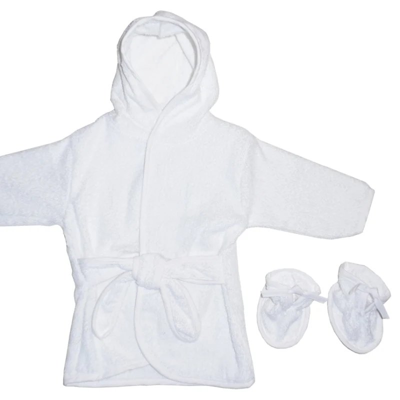 Excellent Baby Hooded Bathrobe with Matching Booties Easy-to-Use
