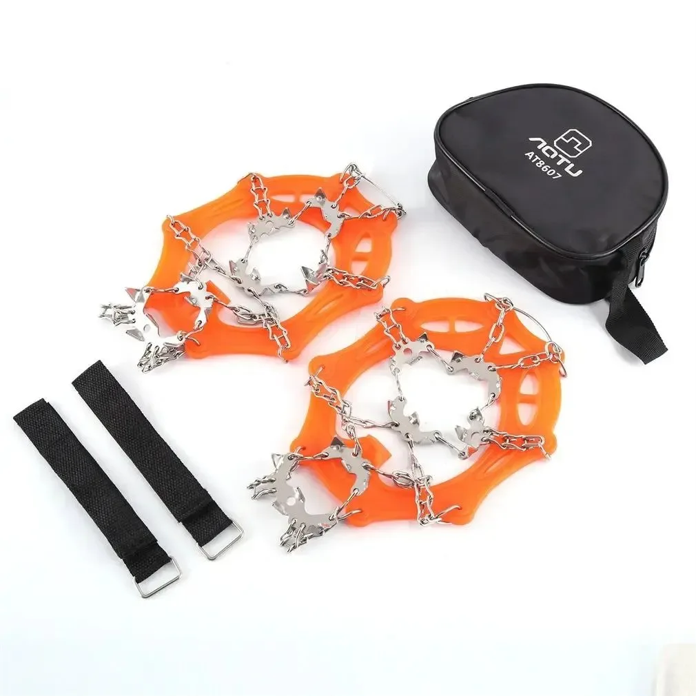Quality 19-Teeth Anti-Skid Climbing Crampons – Mini Spikes for Ice and Snow Traction for Walking Jogging and Hiking Professional