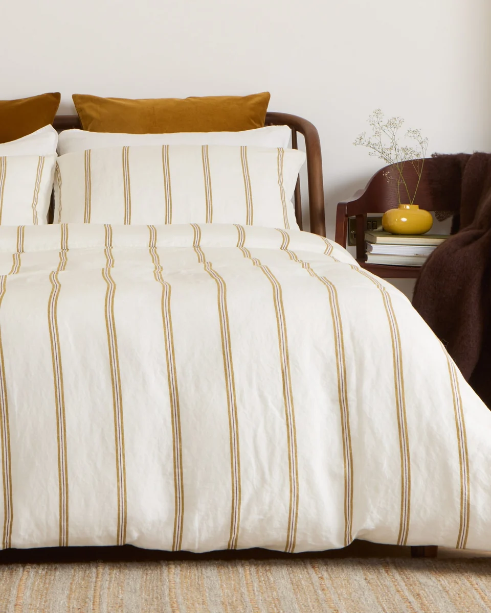 Trendy Foxford Ochre Stripe Duvet Set Minimalist