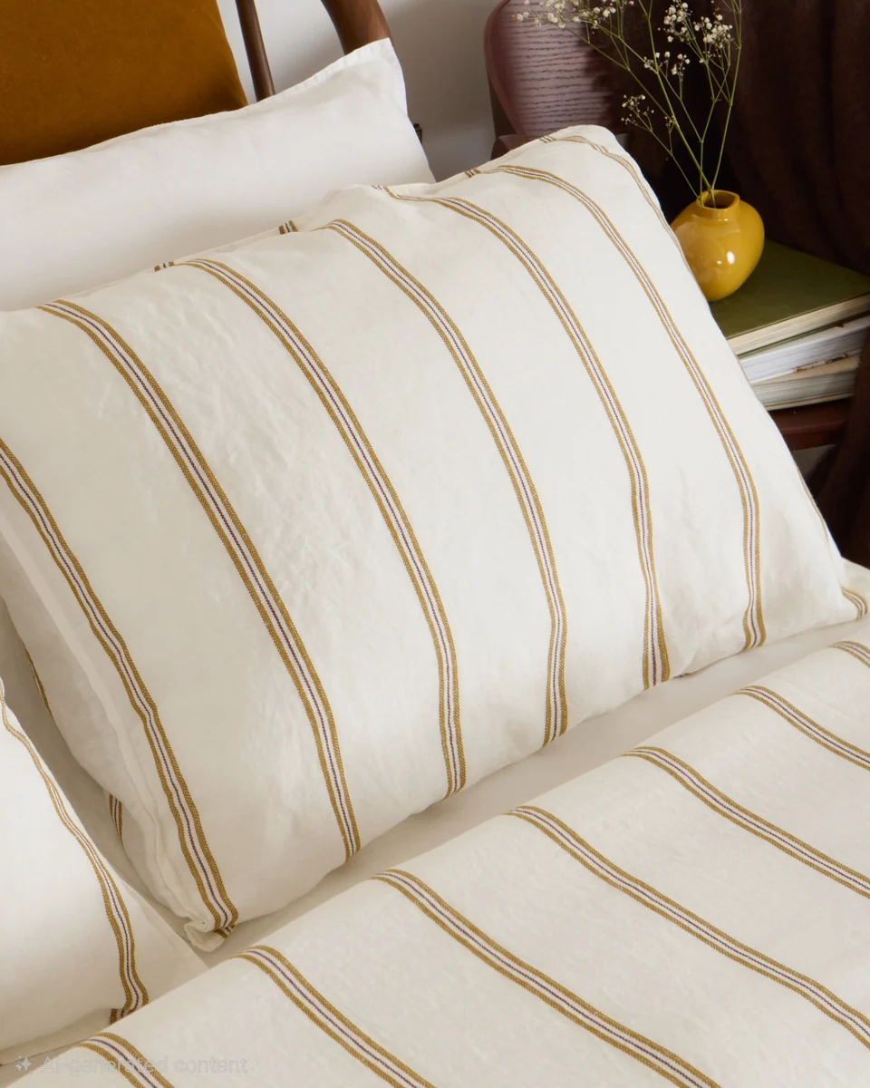 Casual Foxford Ochre Stripe Pillowcase Set Certified