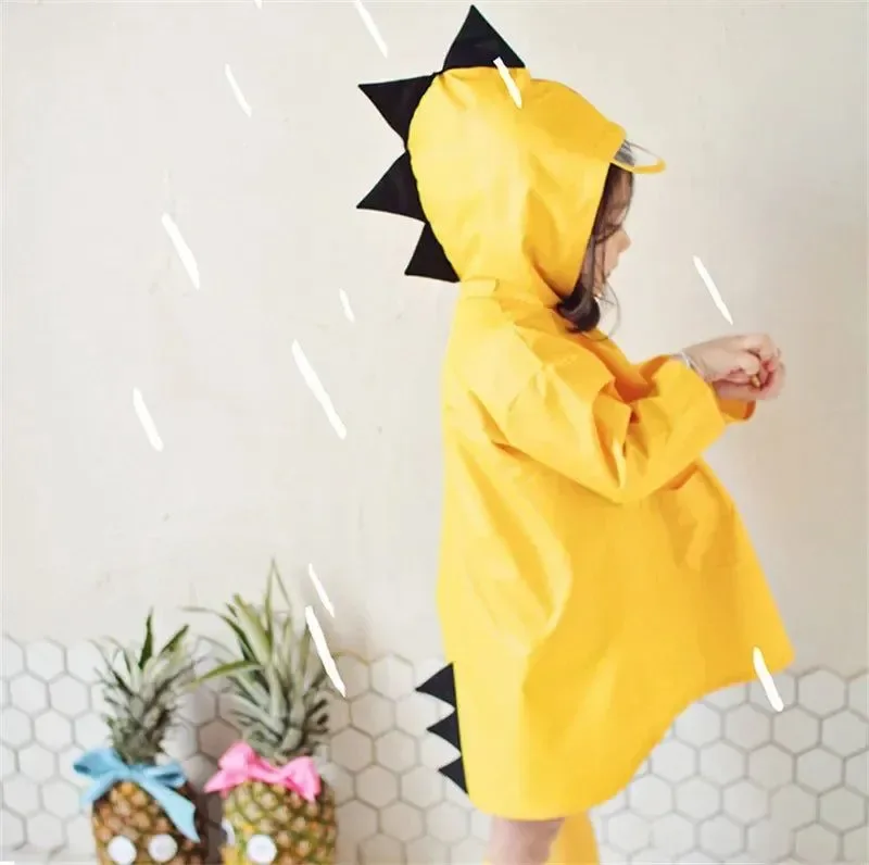 High-End Cute Dinosaur Polyester Baby Raincoat – Outdoor Waterproof Poncho for Boys and Girls Authentic