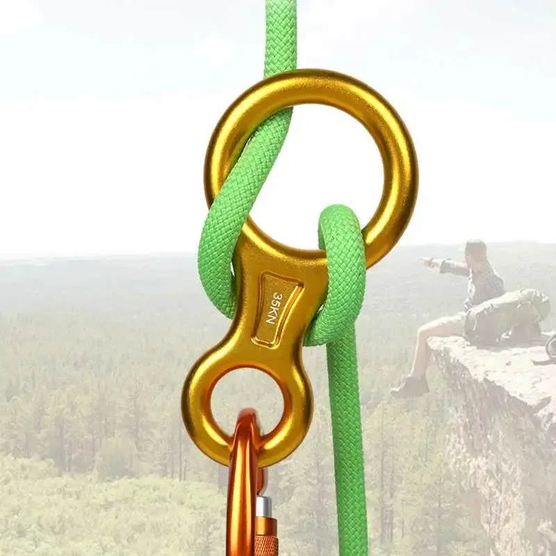 High-End 35KN Rock Climbing Carabiner – Aluminum Figure 8 Rappelling Descender for Abseiling and Downhill Trusted