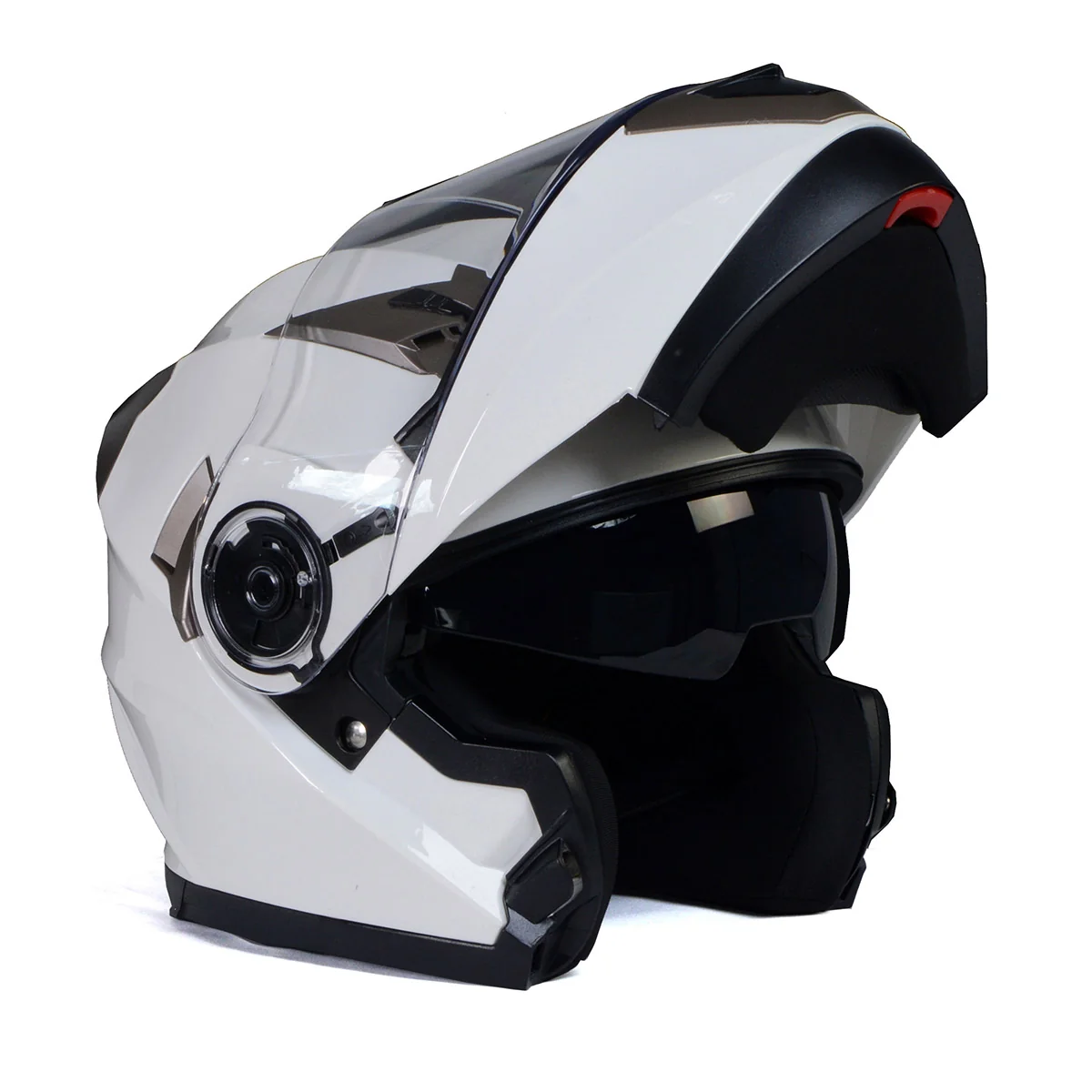 Reliable Milwaukee Helmets MPH9807DOT Ionized Gloss White Advanced Motorcycle Modular Helmet Biker w Drop Down Visor Detailed