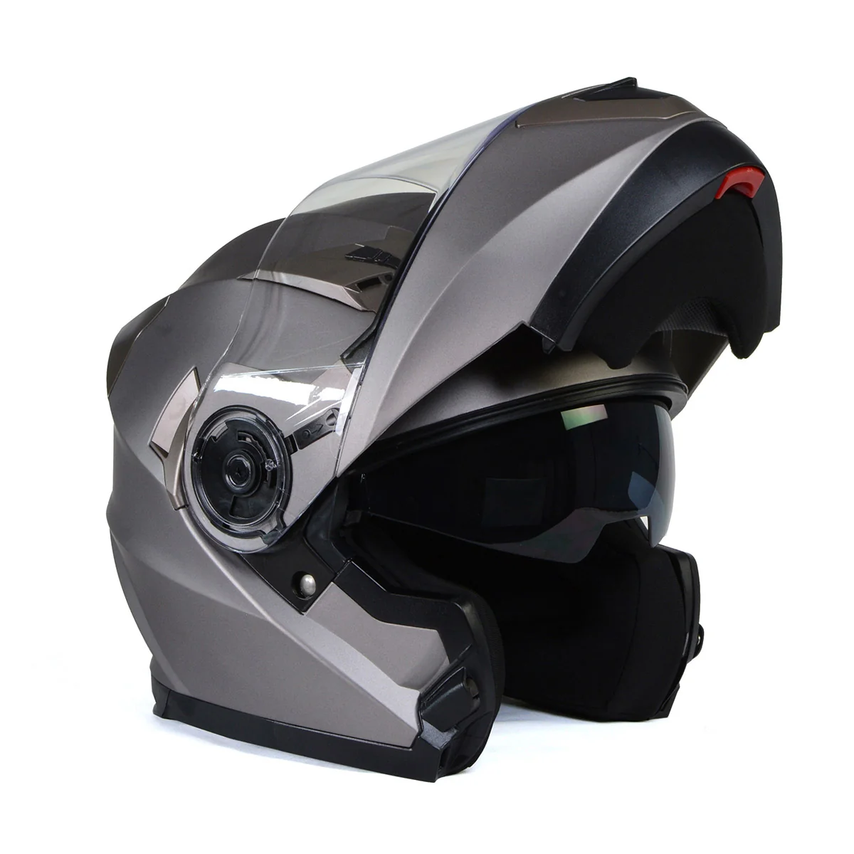 Next-Generation Milwaukee Helmets MPH9808DOT Ionized Silver Advanced Motorcycle Modular Helmet Biker w Drop Down Visor Breathable