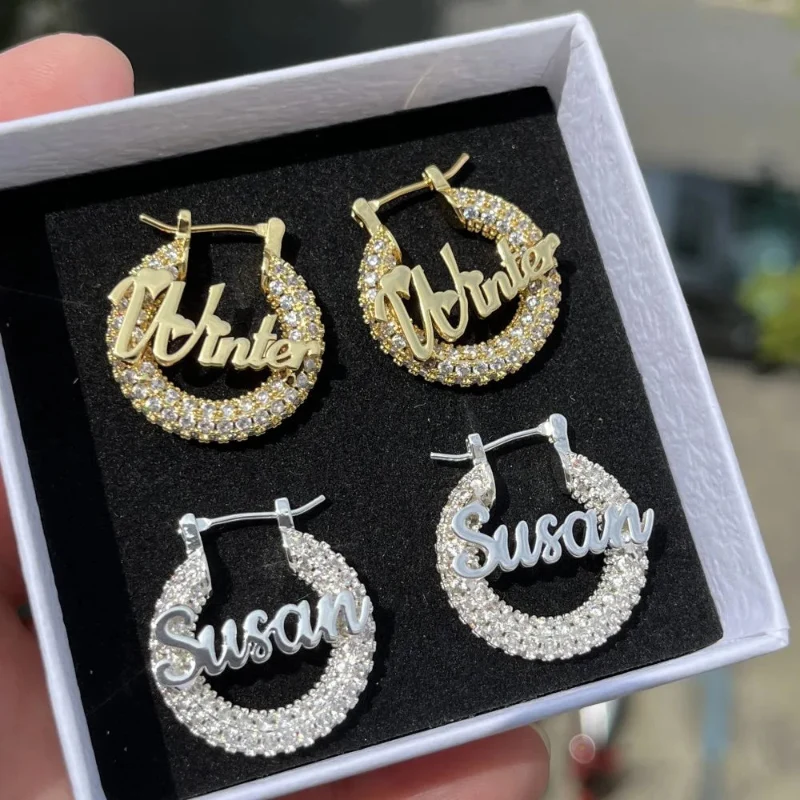 High-Performance Winter Susan Name Hoop Earrings – Stylish Personalized Jewelry Traditional