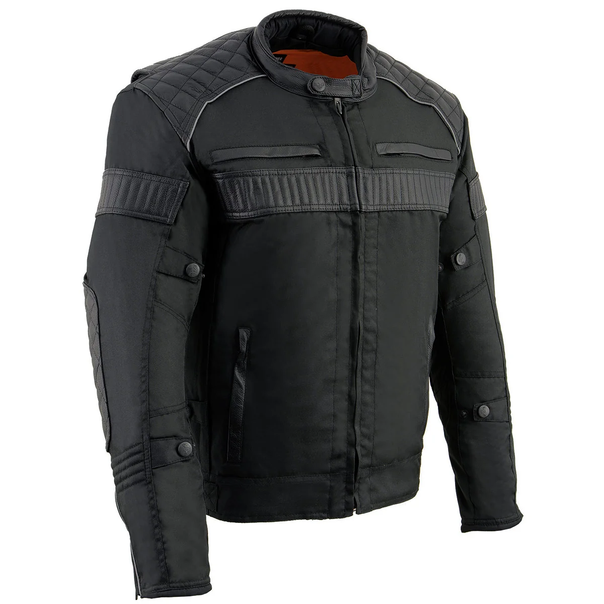 Innovative Milwaukee Leather MPM1735 Men’s Black Textile Scooter Jacket with Leather Trim Superior