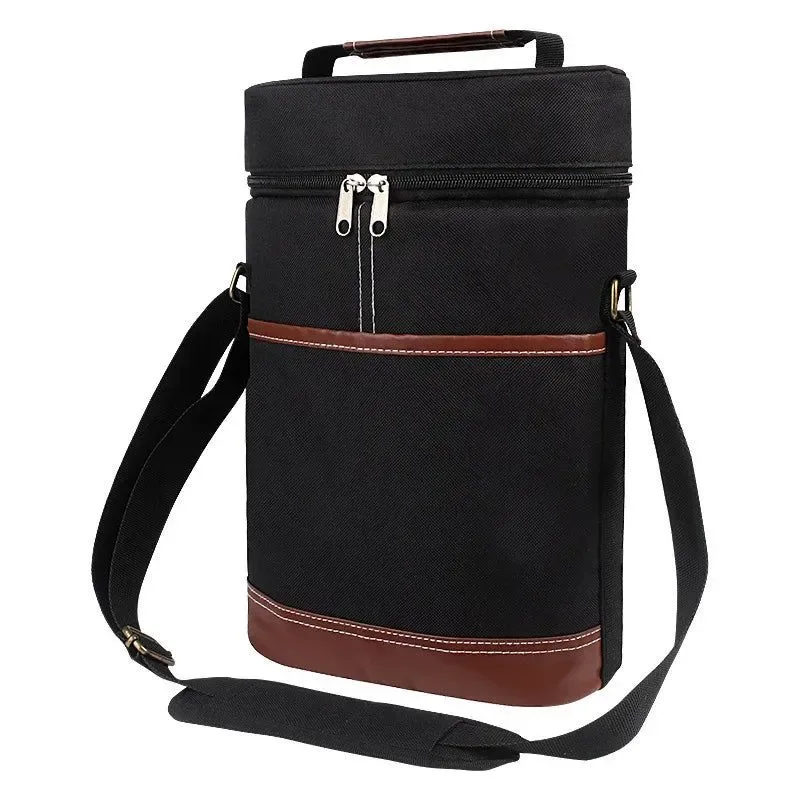 Modern Soft Insulated Wine Bottle Carrier Bag for 2 Bottles 750ml Travel Tote for Outdoor Picnics Parties Effective