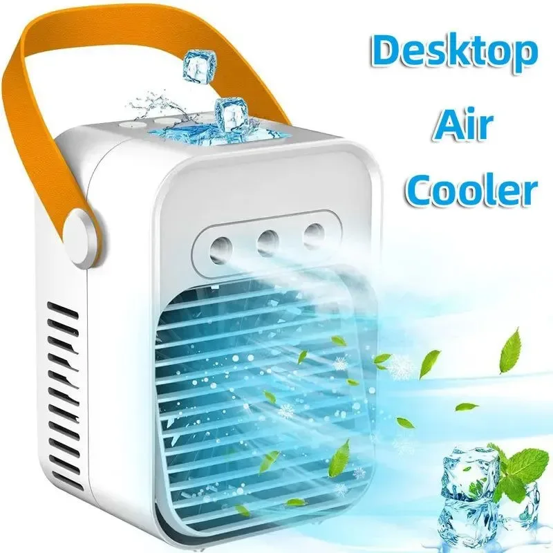 Smart Mini Air Cooler – USB Rechargeable Portable Fan with Spray Function – Wireless Desktop for Home Room Camping and Outdoor Use Safe