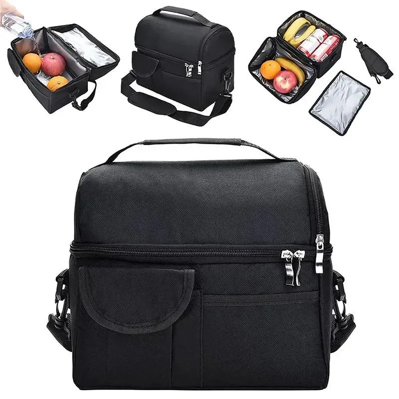Exclusive Large Leak-Proof Insulated Cooler Bag – Dual Compartment Lunch Tote for Camping Work Travel Original
