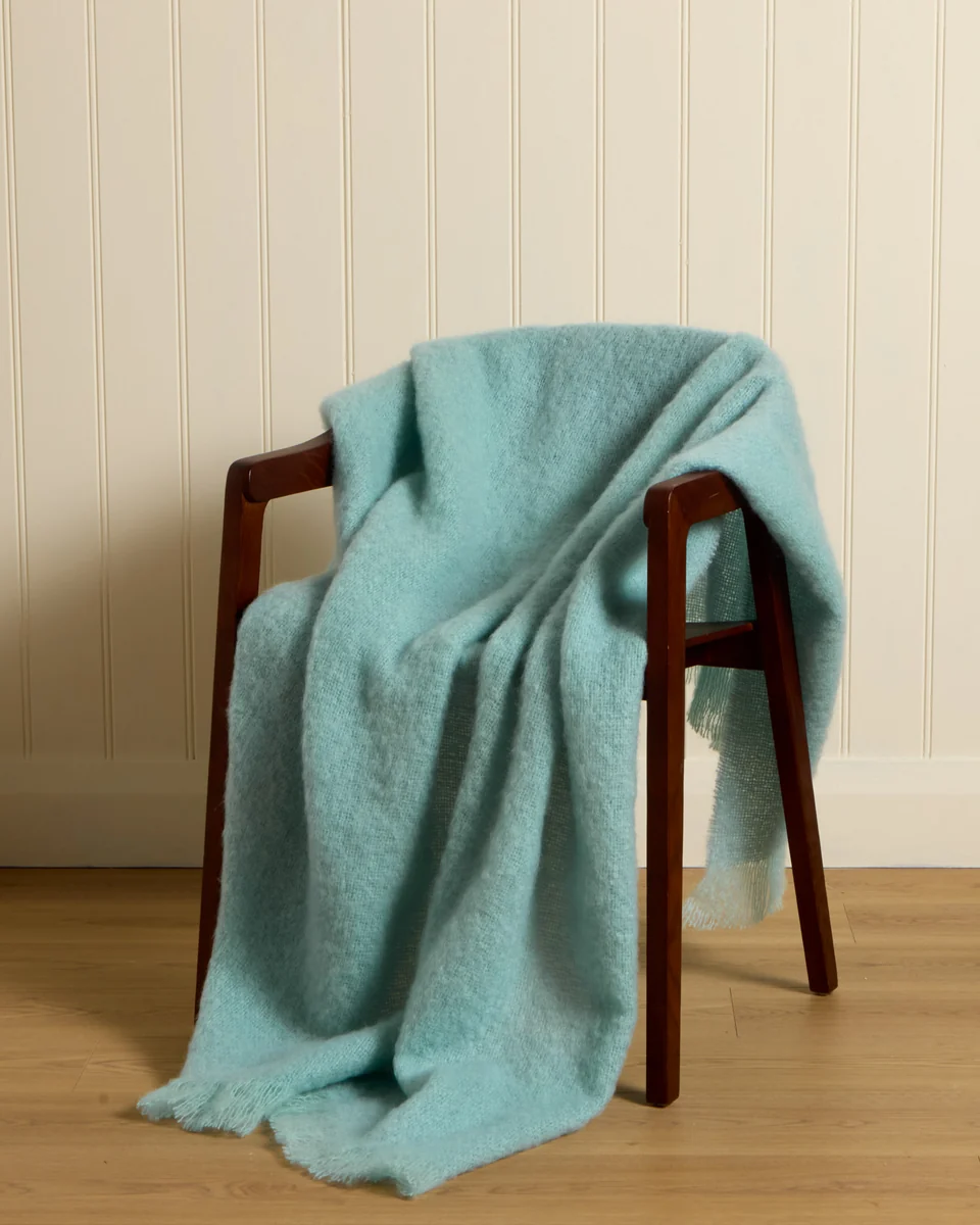 Sophisticated Foxford Sea Breeze Mohair Throw Comfortable