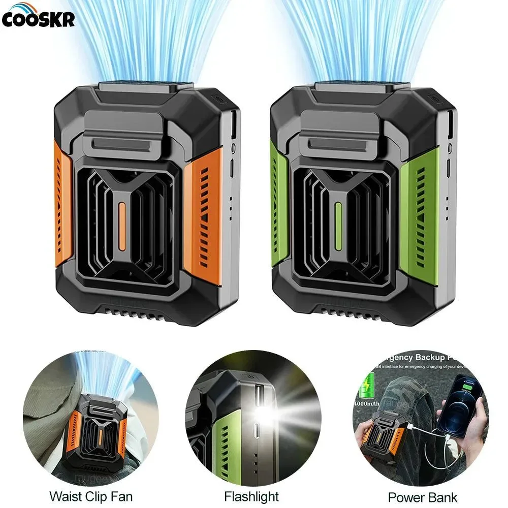 World-Class Portable Waist Clip Fan – Mini Hanging Neck Waist Fan with Power Bank LED Light Premium Material