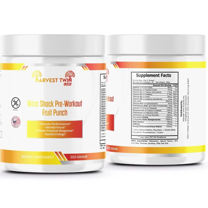 Stylish Unleash Your Potential with Harvest Twin Labs Nitric Shock Pre-Workout Energy Formula Green