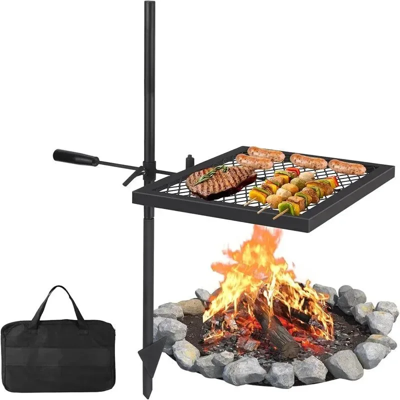 Top-Quality Swivel Campfire Grill Grate – Heavy Duty Stainless Steel Cooking Grate for Outdoor Camping Artisan