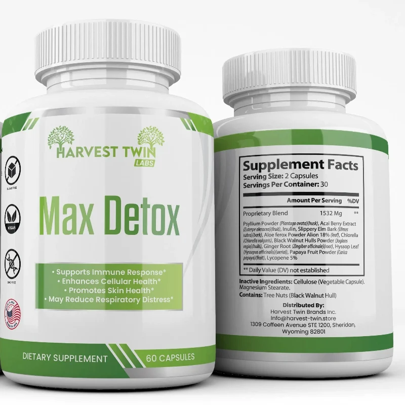 Carefully Designed Harvest Twin Labs Max Detox Dietary Supplement – 60 Capsules Elegant