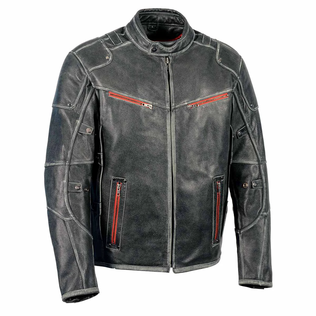 Excellent Milwaukee Leather MLM1535 Men’s Vintage Grey ‘Triple Vent’ Leather Jacket with Zipper Color Accent Durable