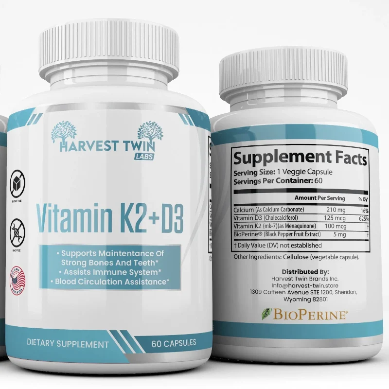 Traditional Harvest Twin Labs Vitamin K2 D3 Capsules – Bone Immune Support High-End