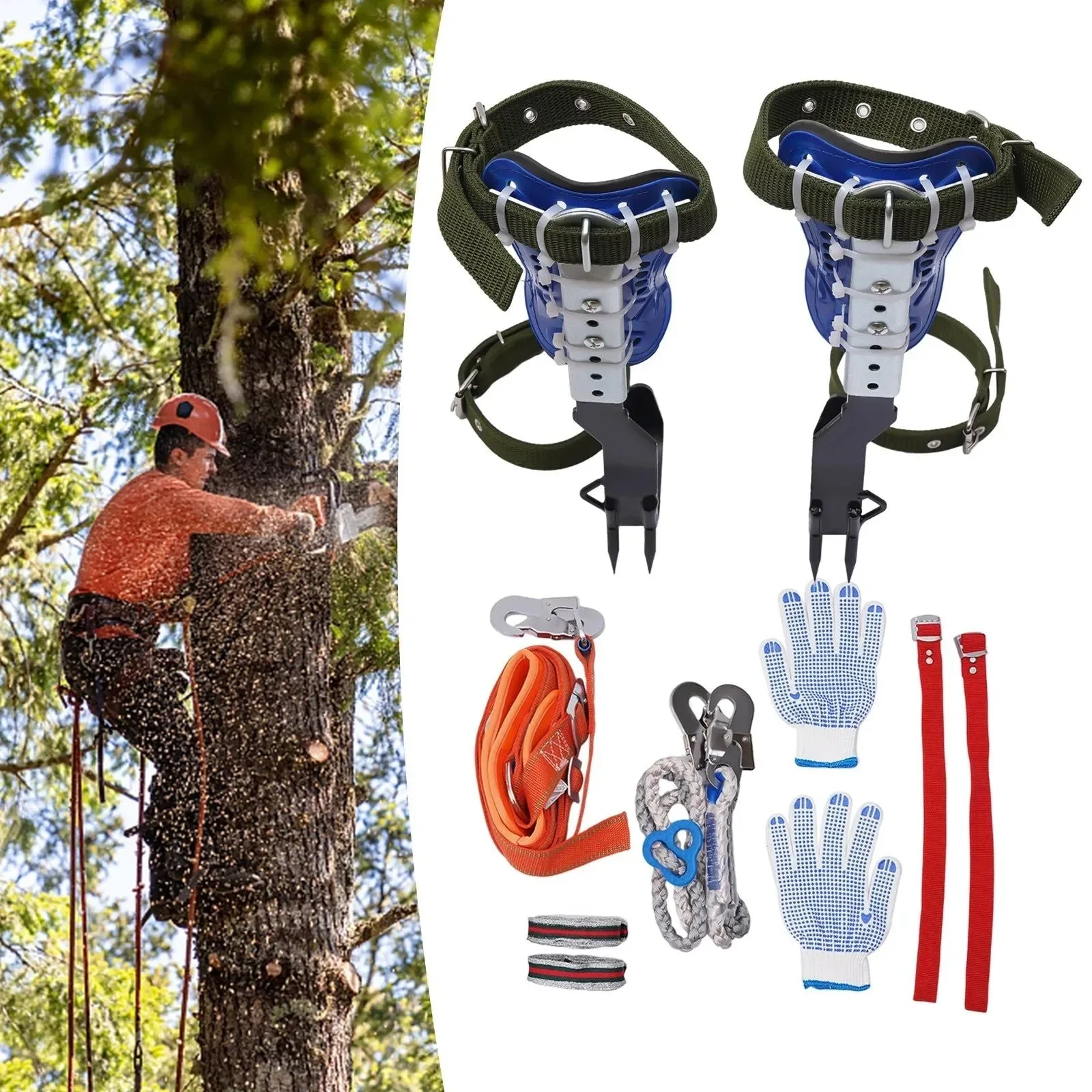 Artisan Professional Tree Climbing Kit – 330lbs Capacity Steel Claws with Non-Slip Pedals Adjustable Safety Belt Full Gear Set for Arborists Soft
