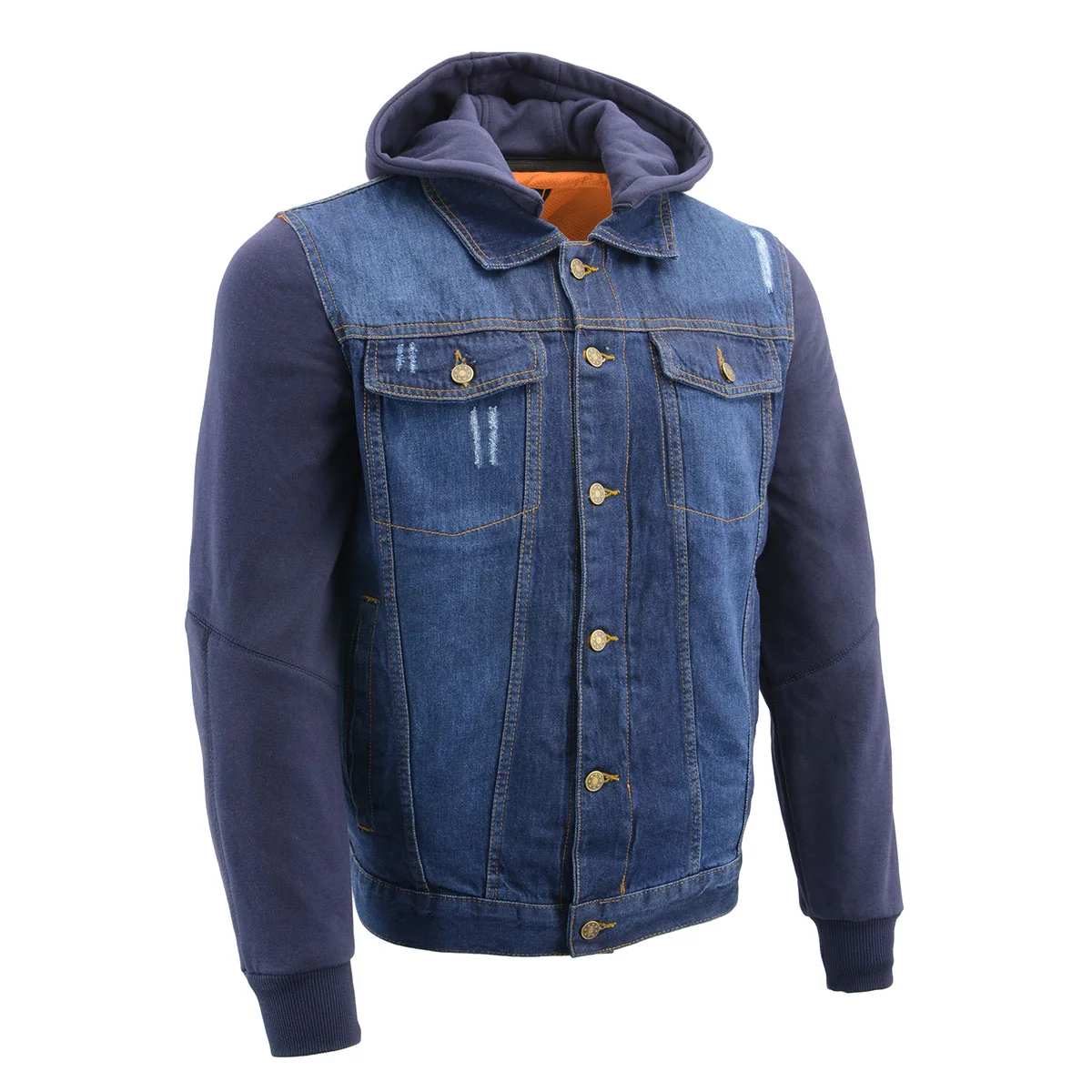 Responsible Milwaukee Leather MDM1000 Men’s Blue Denim Jacket with Removable Hoodie Smart
