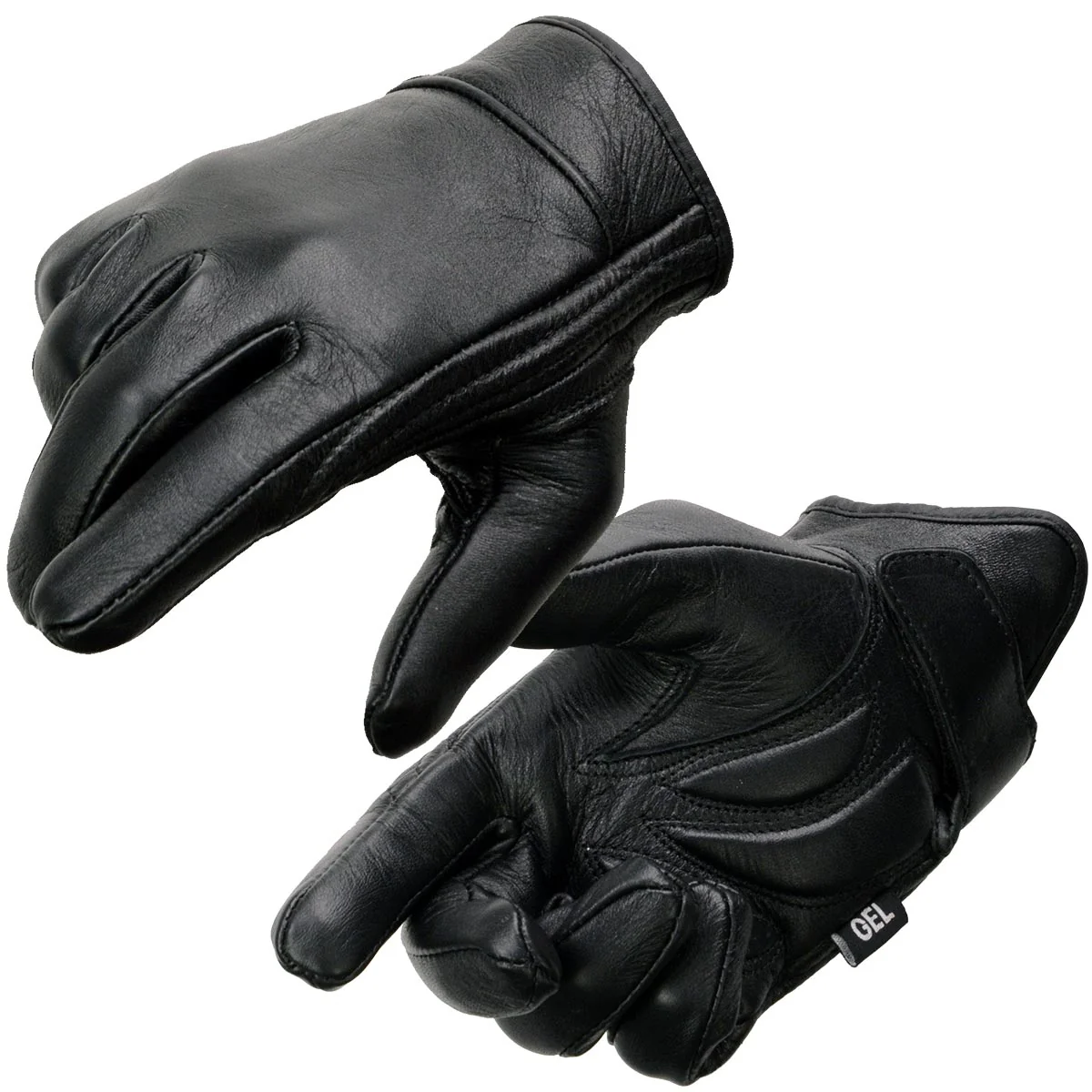 Natural Milwaukee Leather MG7510 Men’s Black Leather Gel Padded Palm Short Wrist Motorcycle Hand Gloves W Full Panel Cover Secure