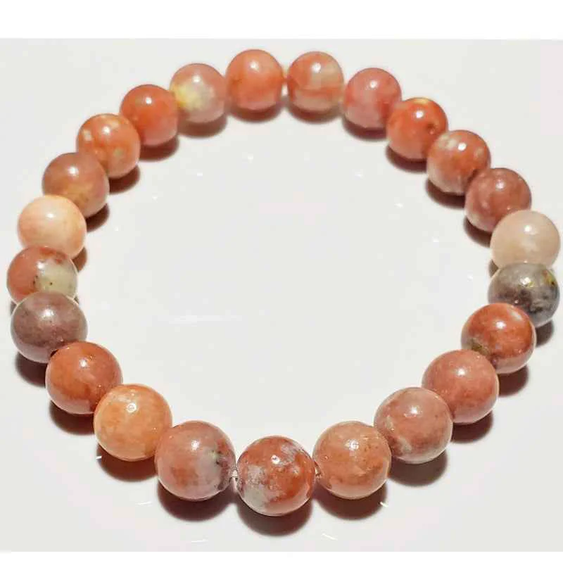 Eco-Friendly Orange Beaded Bracelet Natural Stone Stretch Jewelry Organic