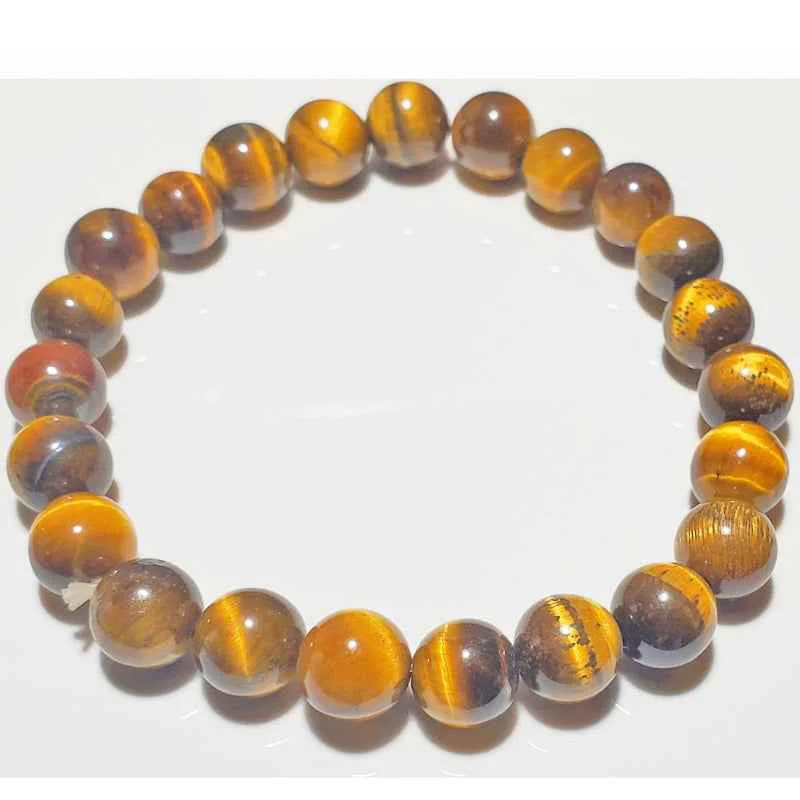 Environmentally Friendly Tiger Eye Beaded Bracelet Natural Stone Stretch Jewelry Flexible