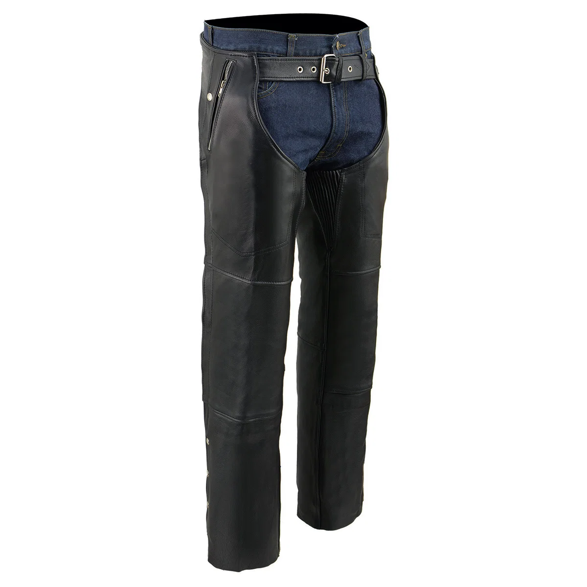 Flexible Milwaukee Leather Men’s Black Premium Leather Snap Out Thermal Lined Motorcycle Rider Chaps- ML1191 Safe