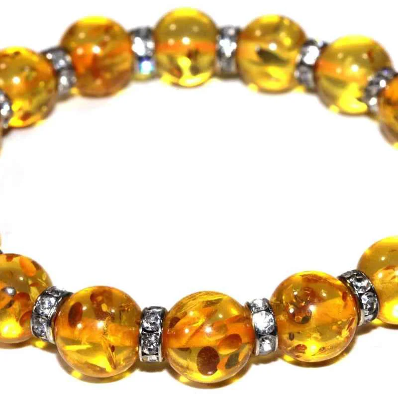 Excellent Amber Beaded Bracelet Silver Spacer Accent Design Smart
