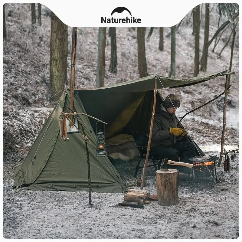 Breathable Army Green Single-Person Cotton Ridge Tent – Outdoor Camping Hiking Survival Shelter with Large Space Chimney Ventilation 5.8kg Specialty