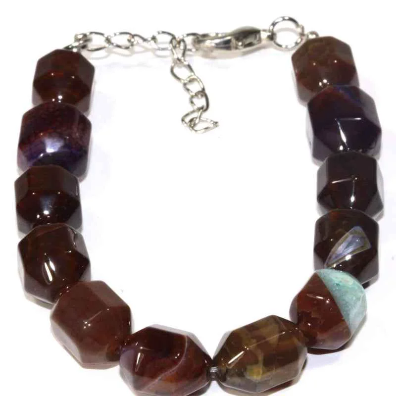 Selected Brown Gemstone Bracelet with Silver Clasp High-Performance