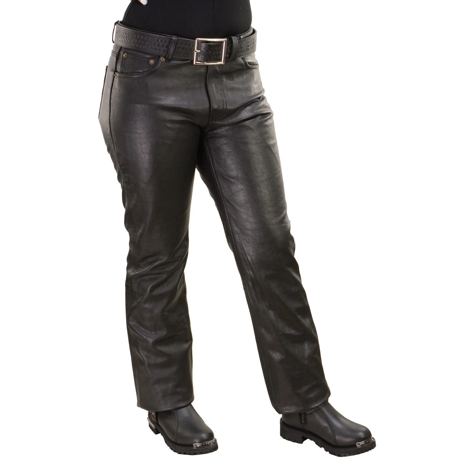 Breathable Milwaukee Leather LKL6790 Women’s Classic 5 Pocket Black Casual Motorcycle Leather Pants Elite