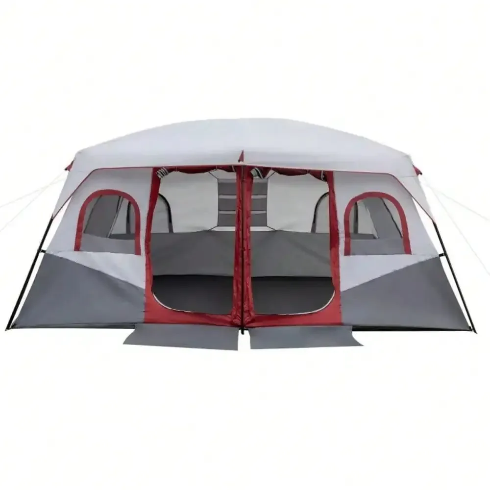 Durable 10-Person Family Camping Tent – 2-Room Waterproof Cabin Tent with Steel Frame for Outdoor Adventures Unique